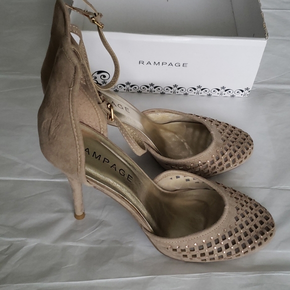 RAMPAGE Jewel Rhinestone Stud CutOut Pump NEW Ankle Strap Heels Women's - Picture 12 of 12